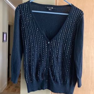 Forever 21 Blue Beaded Cartigan